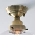Timeless Antique Brass 1 Light Semi Flush Low Ceiling Light Clear Glass