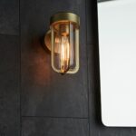 Modern 1 Light Die Cast Outdoor Wall Lantern Brushed Gold Clear Glass