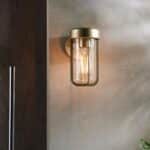 Modern 1 Light Die Cast Outdoor Wall Lantern Brushed Gold Clear Glass