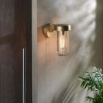 Modern 1 Light Die Cast Outdoor Wall Lantern Brushed Gold Clear Glass