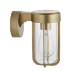 Modern 1 Light Die Cast Outdoor Wall Lantern Brushed Gold Clear Glass