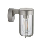Modern 1 Light Die Cast Outdoor Wall Lantern Brushed Silver Clear Glass
