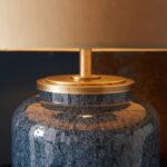 Cobalt Mottled Glass 1 Light Table Lamp Antique Brass Gold Shade