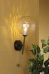Dar Cohen Single Switched Wall Light Black Clear Dimpled Glass