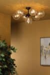 Dar Cohen 7 Arm Low Ceiling Light Black Clear Dimpled Glass