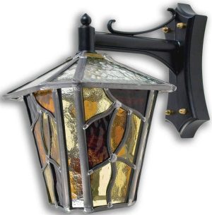 Coniston amber leaded glass outdoor wall lantern