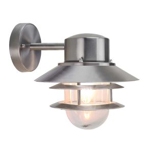 Elstead Copenhagen 1 light silver outdoor wall lantern, main image on white background.
