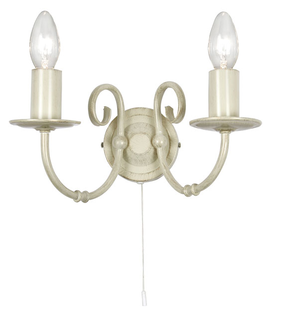 Tuscany Cream And Gold 2 Light Switched Wall Lamp
