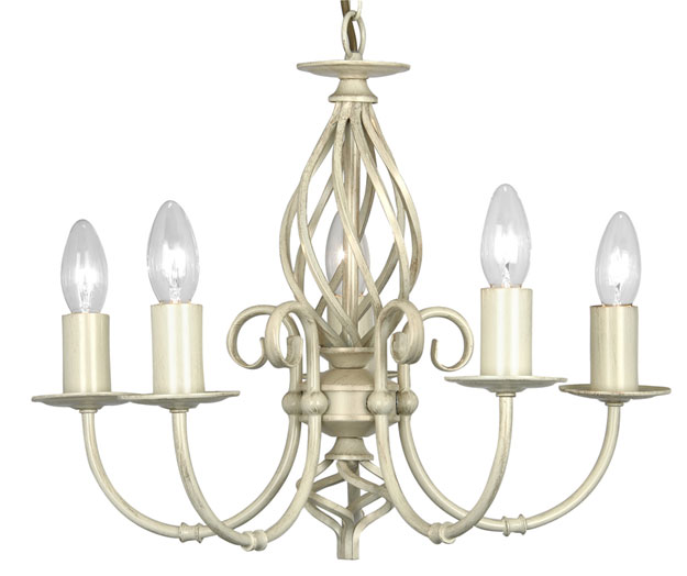 Tuscany Cream Scrolled Bird Cage 5 Light Ceiling Fitting
