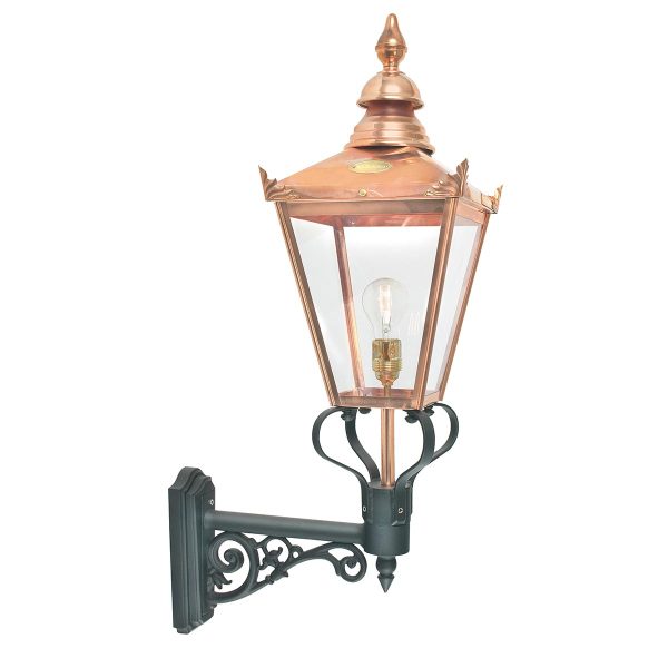 Norlys Chelsea 1 light pure copper upward outdoor wall lantern, main image on white background.