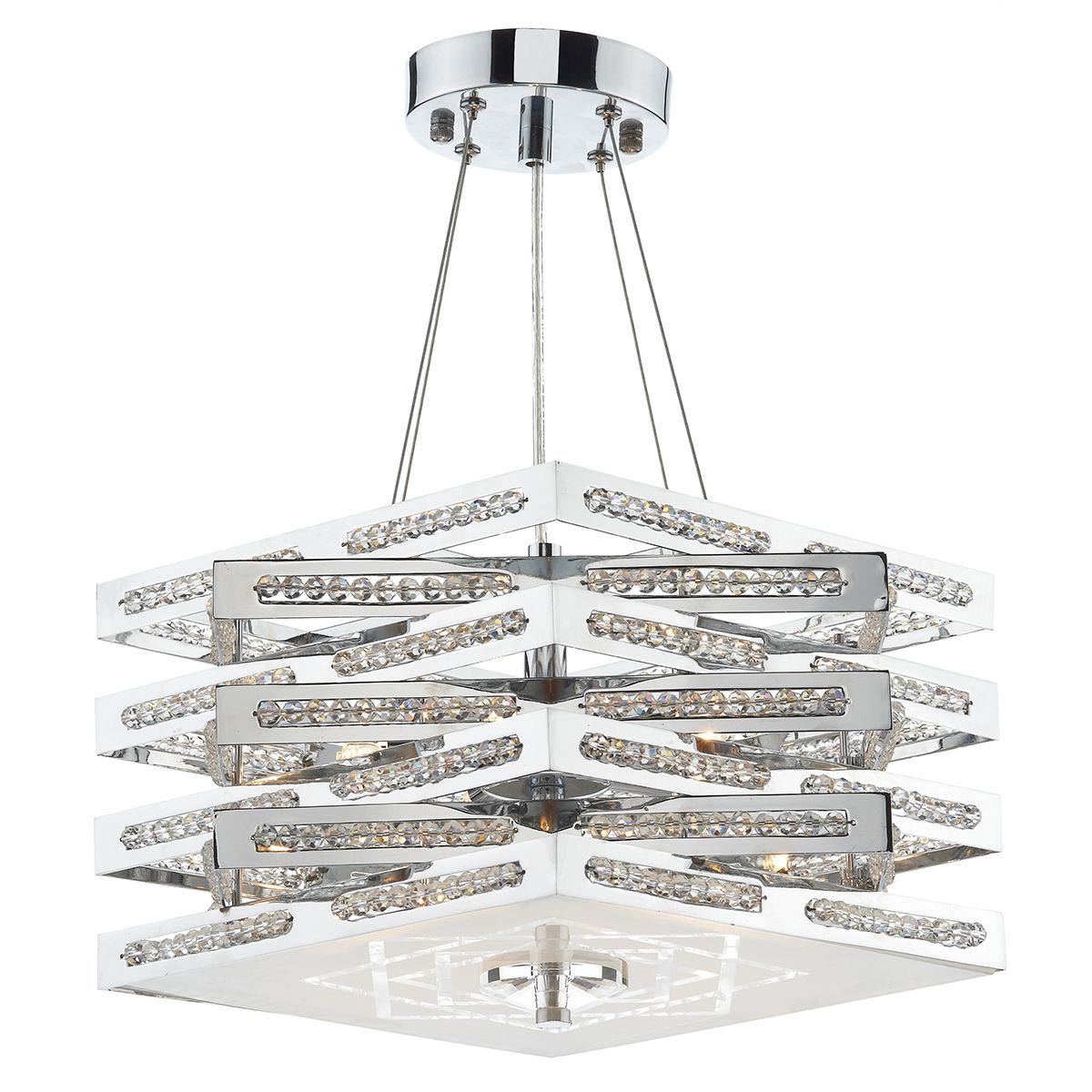 Dar Cube 5 Light Dual Mount Ceiling Pendant Chrome