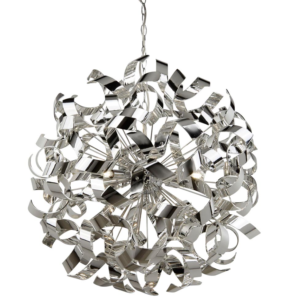 Curls 6 Light 60cm Ribbon Pendant Ceiling Light Polished Chrome