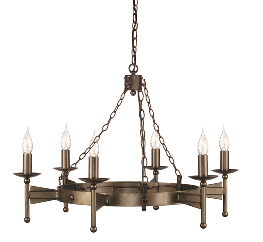 Elstead Cromwell Aged Bronze Carwheel 6 Light Gothic Chandelier