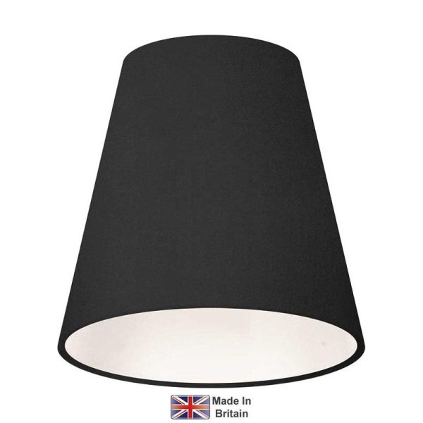 Tall clip on 15cm diameter wall light shade in black with white inner