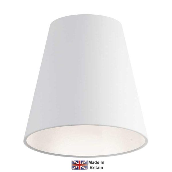 Tall clip on 15cm diameter wall light shade in white with white inner