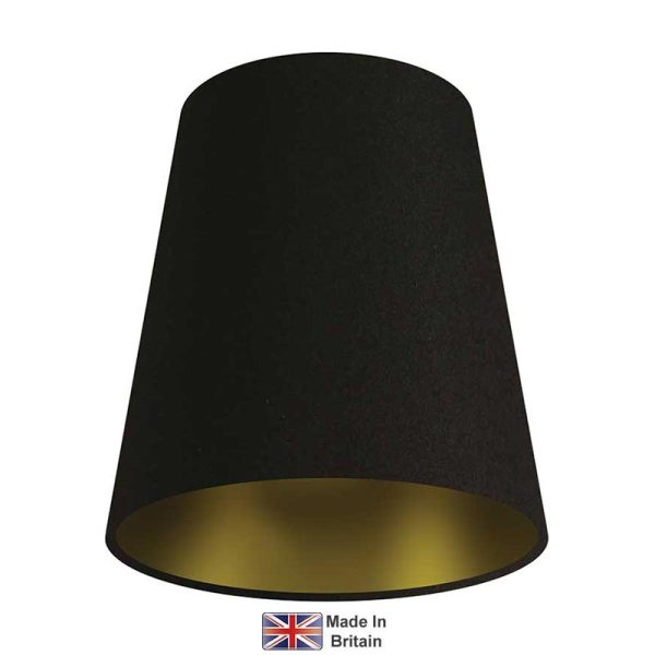 Tall Clip On Wall Light Shade 15cm Black Outer Gold Inner