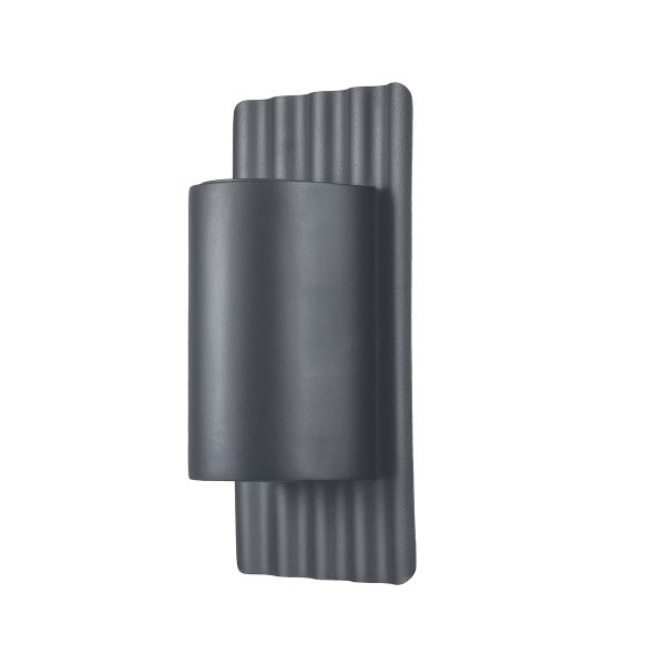 Dali 2 light modern stainless outdoor wall up and down light in grey, main image on white background.