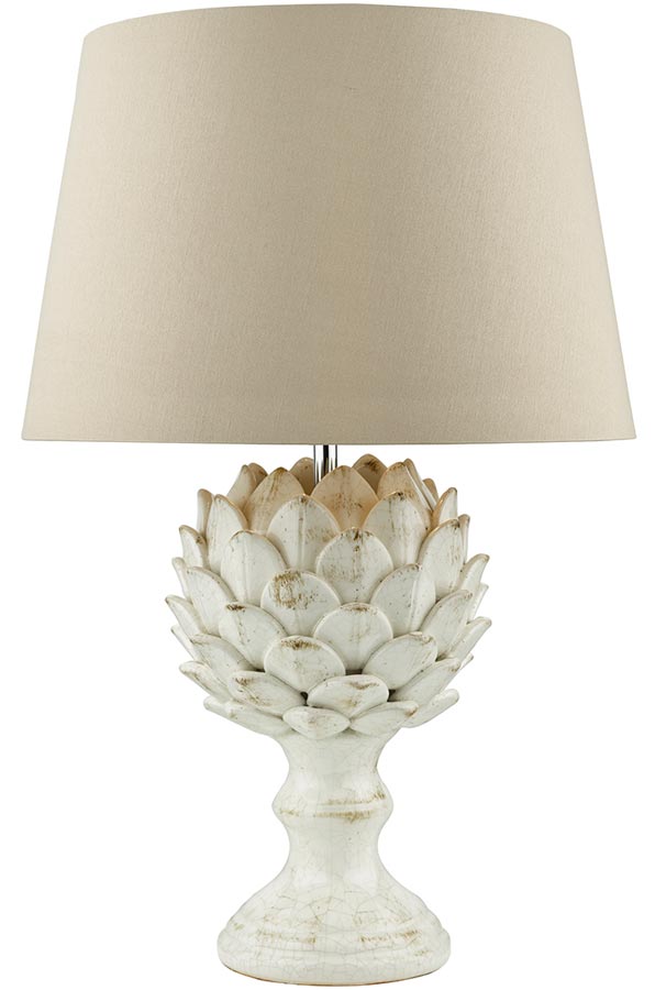 Dar Orris Ceramic Artichoke Table Lamp Base Antique Cream