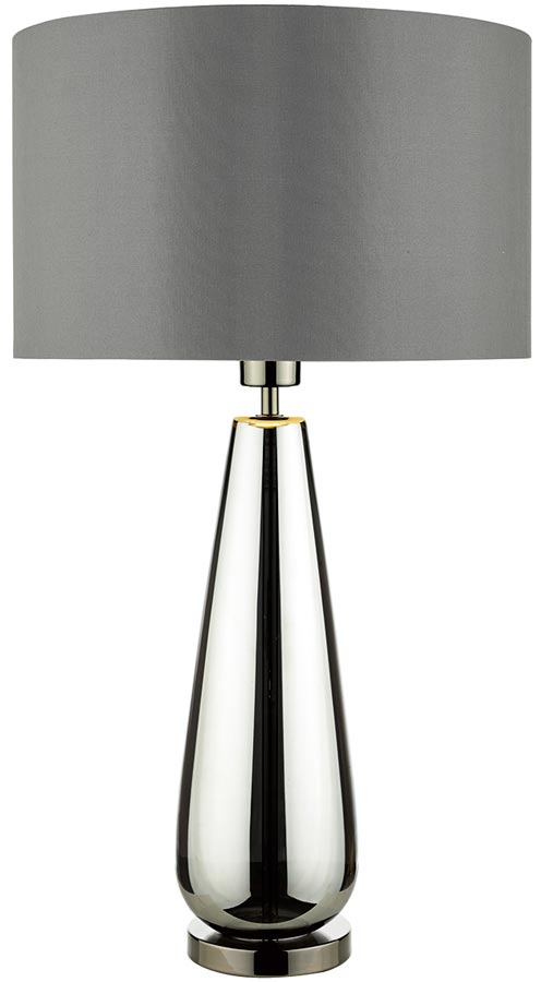 Dar Pablo Glass Table Lamp Black Chrome Grey Shade