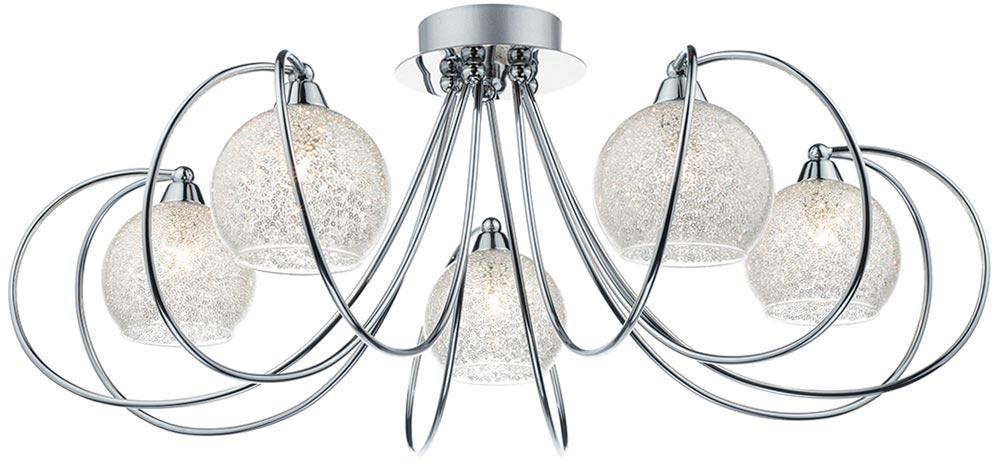 Dar Rafferty 5 Light Semi Flush Ceiling Light Polished Chrome