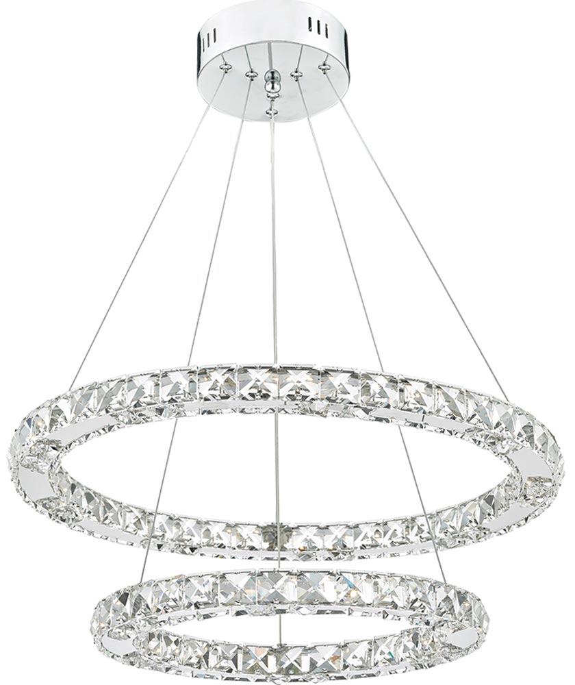 Dar Roma Dimmable LED Double Crystal Pendant Polished Chrome