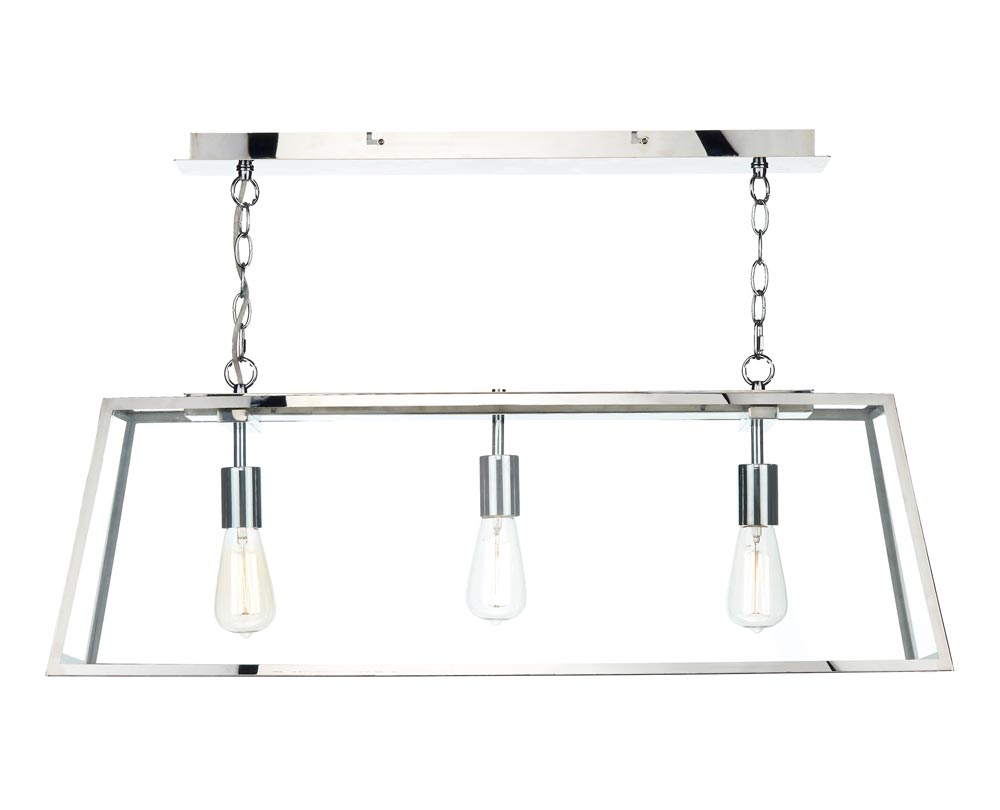 Dar Academy 3 Lamp Industrial Trough Pendant Ceiling Light Stainless