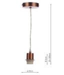 Dar Aged Copper Finish Clear Flex E27 Pendant Ceiling Light Cable Set