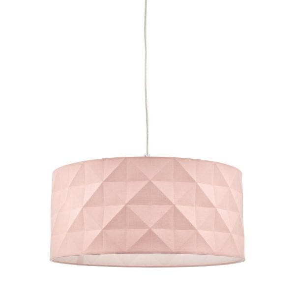 Dar Aisha Easy Fit 40cm Drum Ceiling Lamp Shade Pink Cotton Fabric