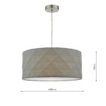 Dar Aisha Easy Fit 40cm Drum Ceiling Lamp Shade Grey Cotton Fabric
