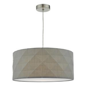 Dar Aisha easy fit 40cm drum ceiling lamp shade in grey cotton main image