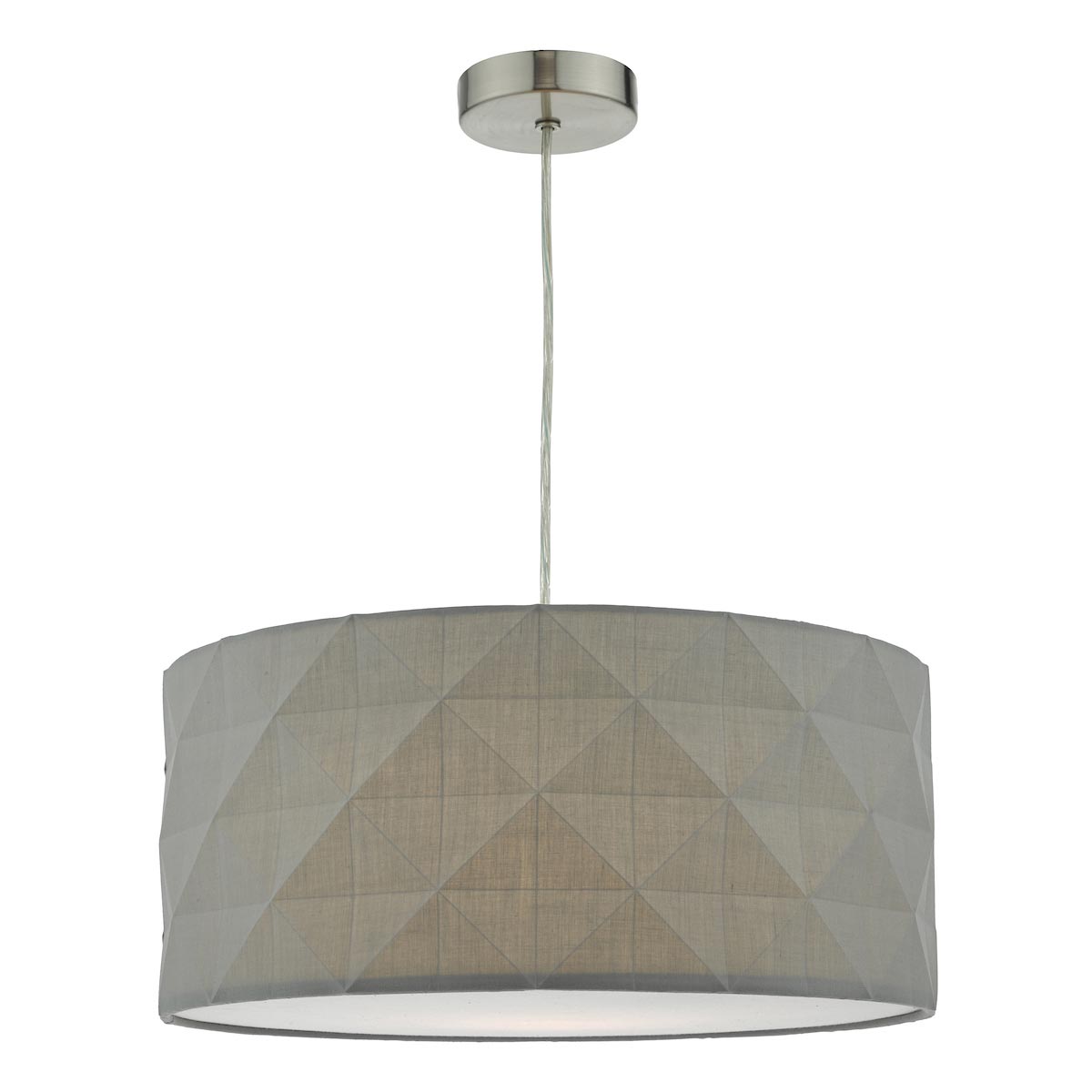 Dar Aisha Easy Fit 40cm Drum Ceiling Lamp Shade Grey Cotton Fabric