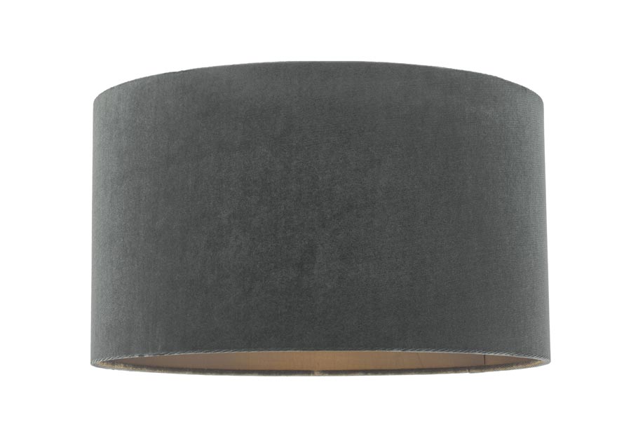 Dar Akavia 35cm Cotton Lined Ceiling / Table Lamp Shade Grey Velvet