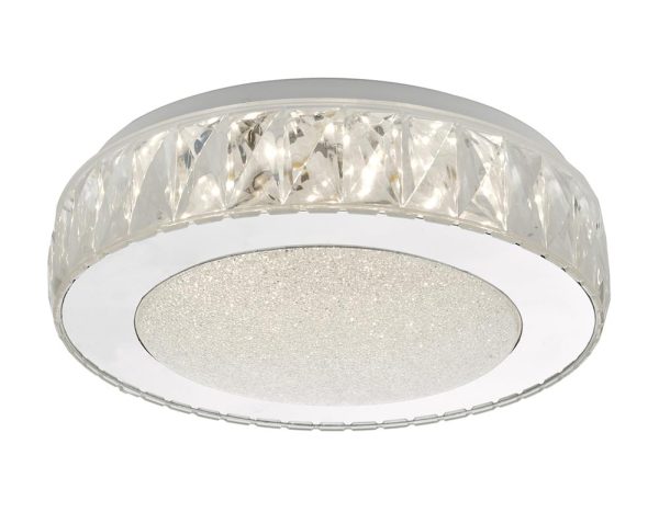 Dar Akelia Bright 18w LED Small Flush Low Ceiling Light Stainless Acrylic