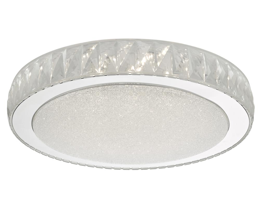 Dar Akelia Bright 24w LED Large Flush Low Ceiling Light Stainless Acrylic