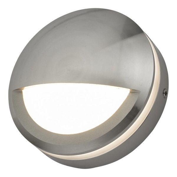 Dar Akos round 6w LED eyelid outdoor wall light polished aluminium main image