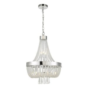 Dar Alyssa classic 9 light crystal pendant chandelier in polished chrome main image