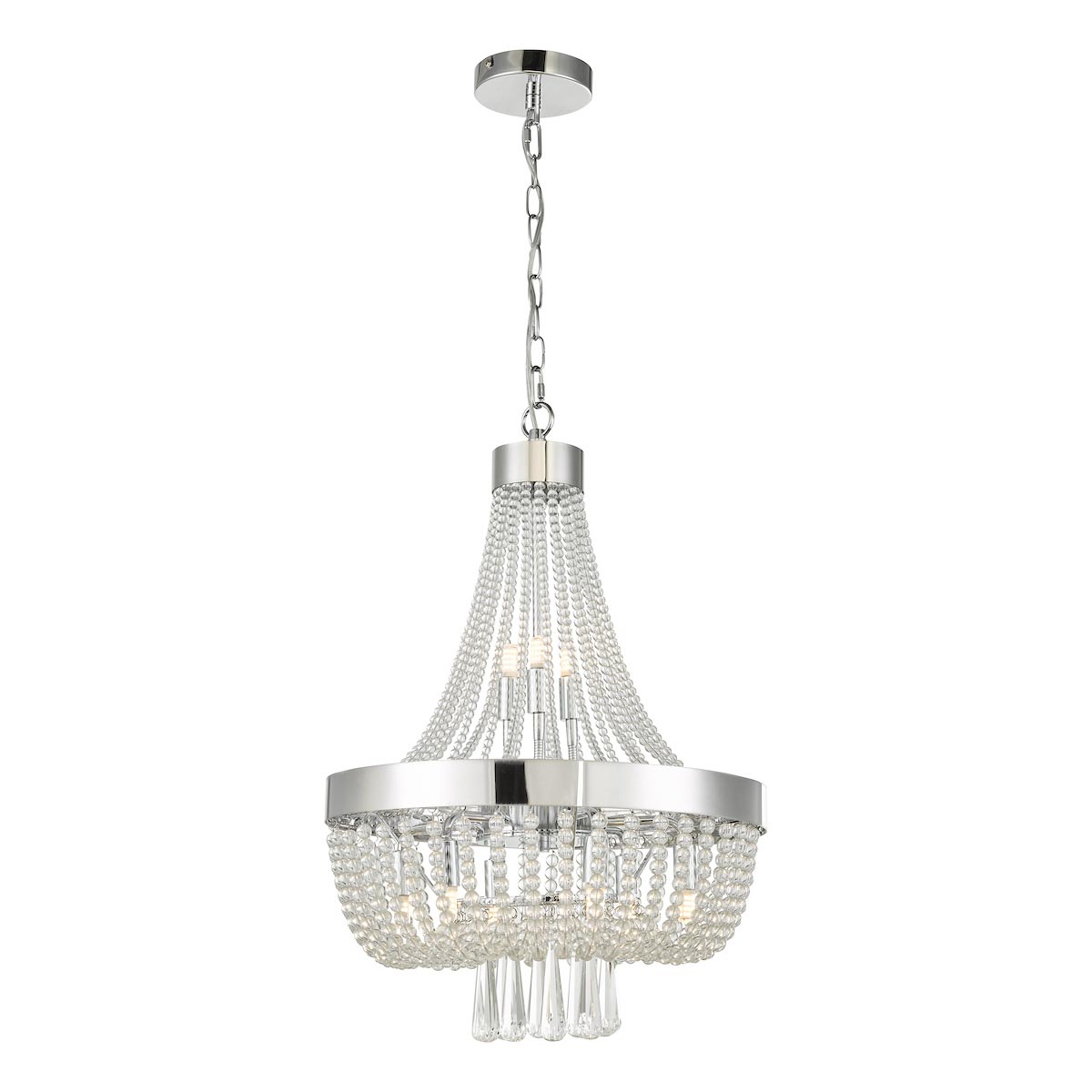 Dar Alyssa classic 9 light crystal pendant chandelier in polished chrome main image