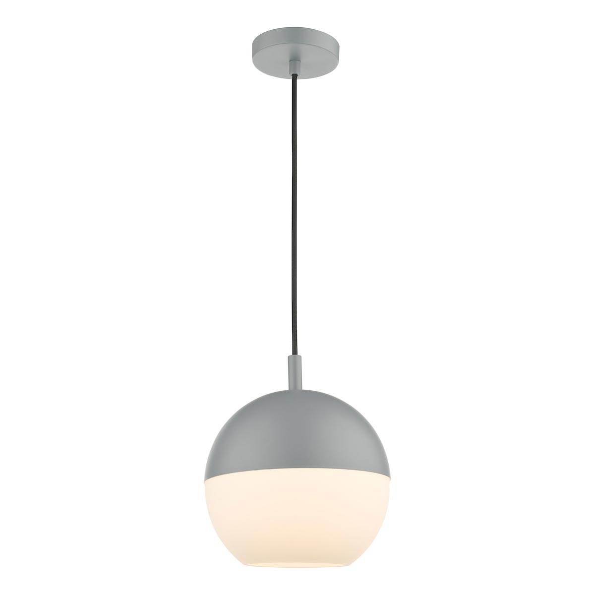 Dar Andre Small Single Light Ceiling Pendant Matt Grey Opal Glass Shade