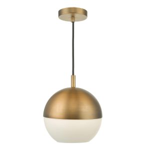 Dar Andre small single light ceiling pendant in aged brass main image