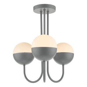 Dar Andre 3 light semi flush low ceiling light in matt grey main image