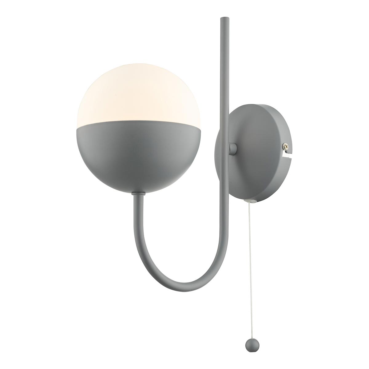 Dar Andre Switched Single Wall Light Matt Grey Opal Glass Shade