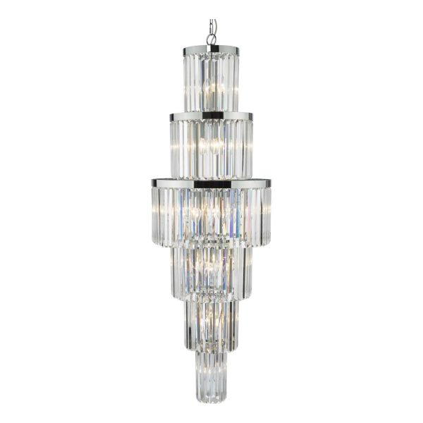 Dar Angel 28 light Art Deco style crystal chandelier in polished chrome main image