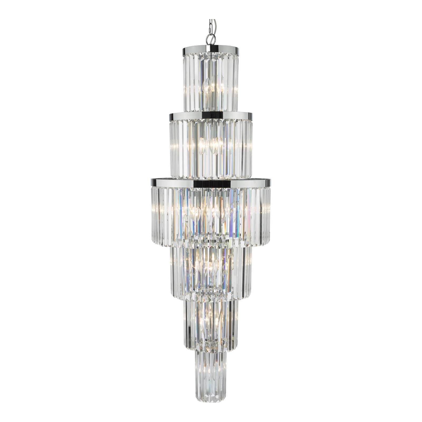 Dar Angel Crystal 28 Light Art Deco Chandelier Polished Chrome