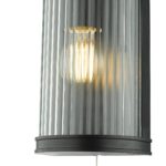 Dar Anund 1 Lamp Switched Bathroom Wall Light Matt Black Ribbed Glass