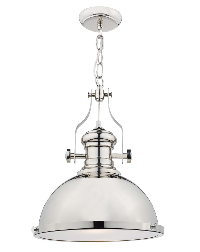 Dar Arona Retro Industrial Style Single Pendant Light Polished Chrome