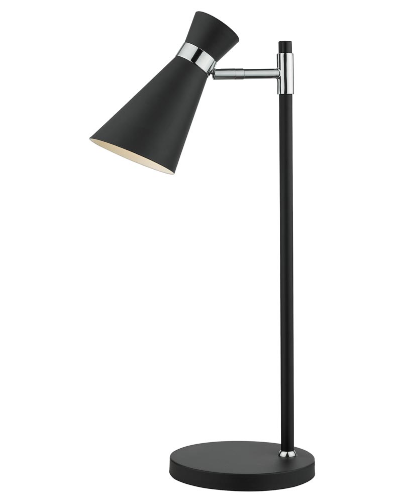 Dar Ashworth 1 Light Spot Light Table Lamp Matt Black Chrome Detail