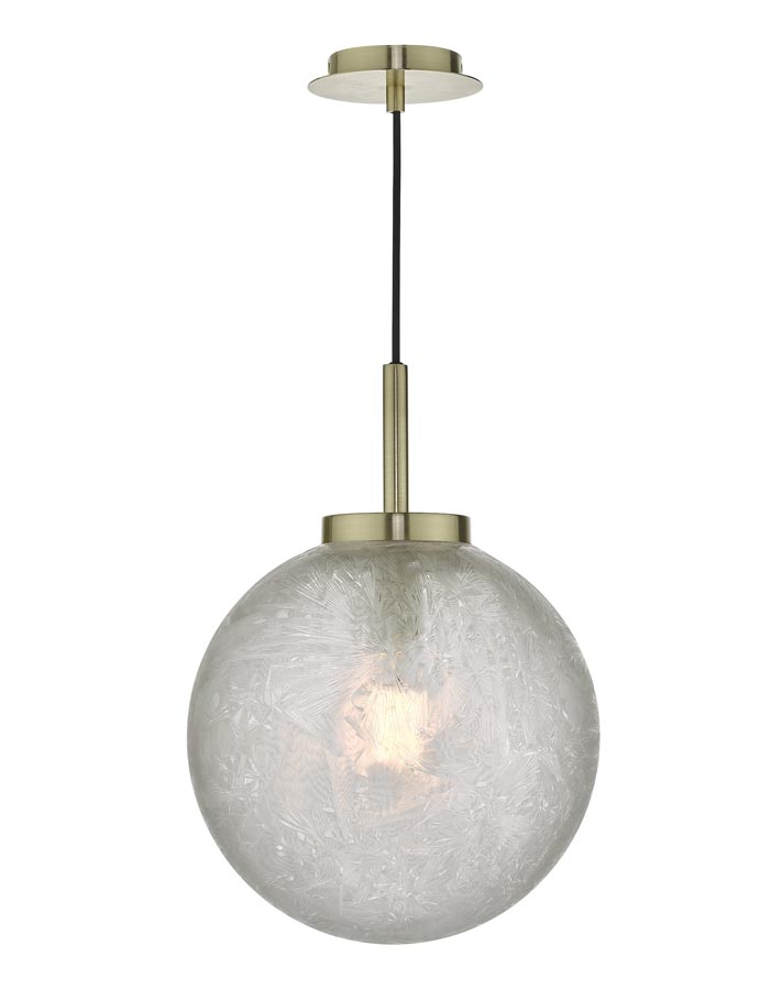 Dar Avari 1 Light Ceiling Pendant Satin Brass Glue Chip Glass