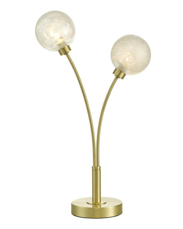 Dar Avari Modern 2 Light Table Lamp Satin Brass Glue Chip Glass