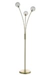 Dar Avari Modern 3 Light Floor Lamp Satin Brass Glue Chip Glass
