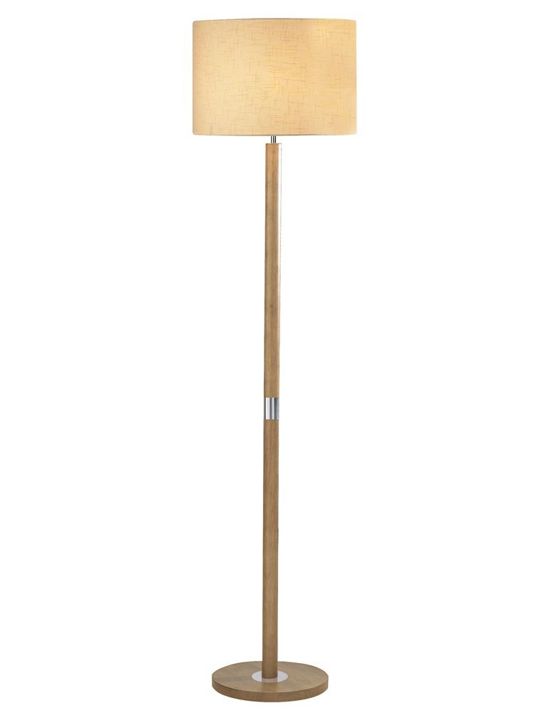 Dar Avenue Modern 1 Light Solid Light Wood Floor Lamp Cream Shade